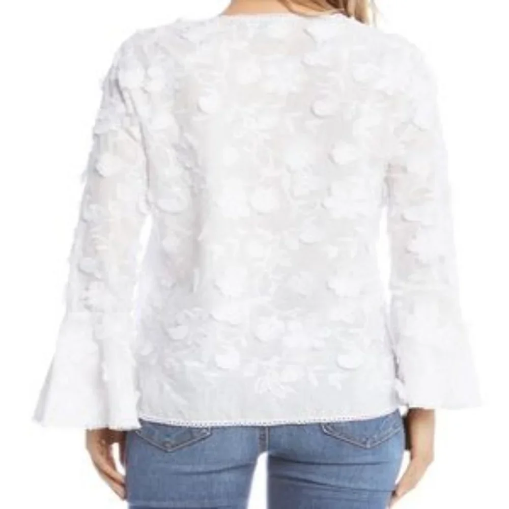 Karen Kane White Floral Blouse - Picture 10 of 11